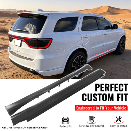 Fits 11-26 Dodge Durango Side Skirts 21+ Hellcat Style Rocker Panel PP Extension