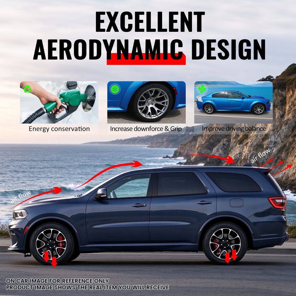 Fits 11-26 Dodge Durango Side Skirts 21+ Hellcat Style Rocker Panel PP Extension