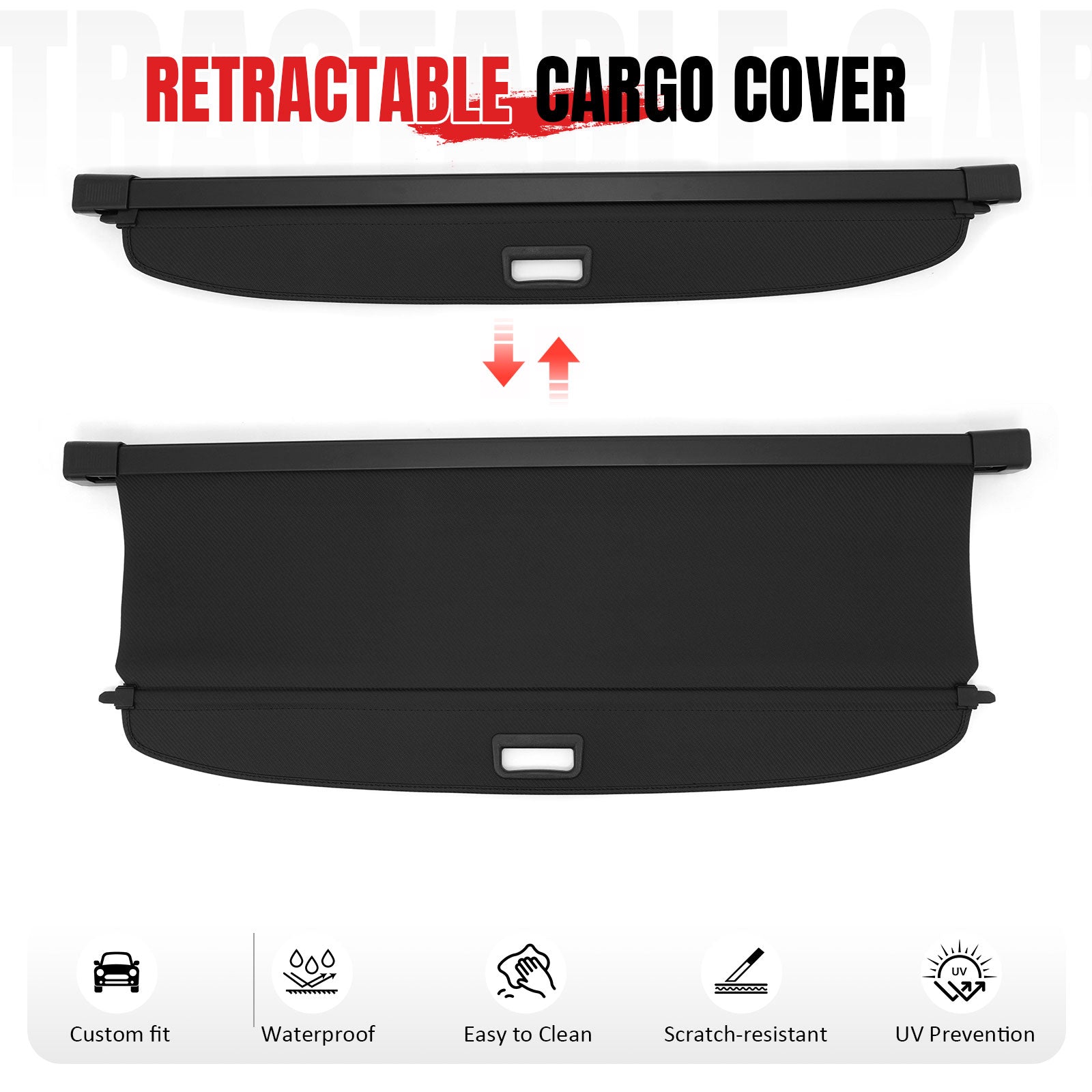 Fits 11-25 Dodge Durango Retractable Cargo Cover W/3rd Row Carbon Fiber Texture