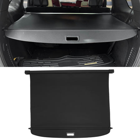 IKON MOTORSPORTS, Rear Retractable Cargo Cover, Compatible with 2011-2026 Dodge Durango (For the 2nd-Row, Not Fit R/T), ABS Aluminum Vinyl Trunk Security Luggage Shield Shade, Carbon Fiber Texture