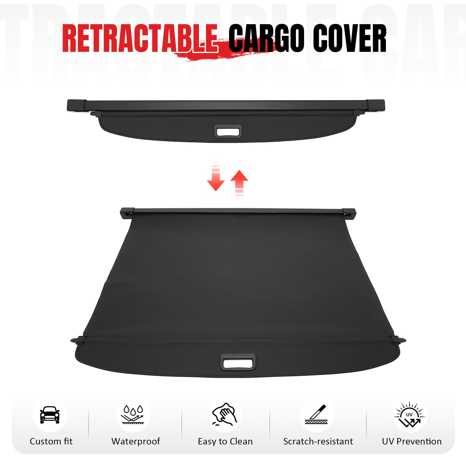 Fits 11-25 Dodge Durango Retractable Cargo Cover W/2nd Row Carbon Fiber Texture