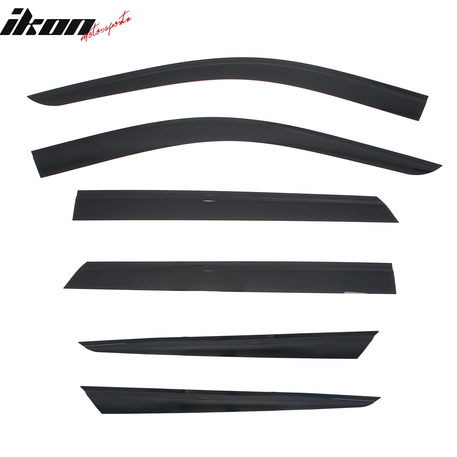 IKON MOTORSPORTS Tape on Window Visors Compatible with 2011-2025 Dodge Durango, Slim Style Acrylic Smoke Tinted Rain Guards, Side Window Wind Deflectors 6PCS
