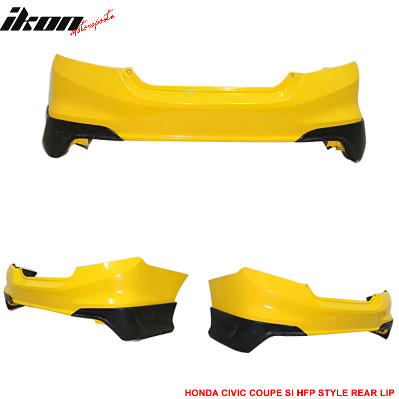 HFP Style Rear Bumper Lip Splitter Aprons For 2012-2013 Honda Civic Coupe Si - Black PU By MITSTOCKS