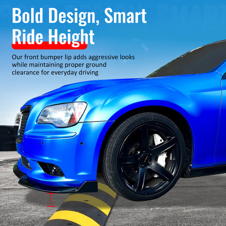 Fits 12-14 Chrysler 300 SRT8 3PCS Front Bumper Lip Lower Spoiler Matte Black PP