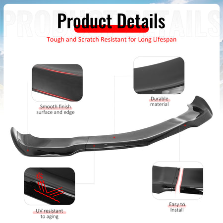 Fits 12-14 Dodge Charger SRT8 IKON PP Front Bumper Lip Chin Spoiler Gloss Black
