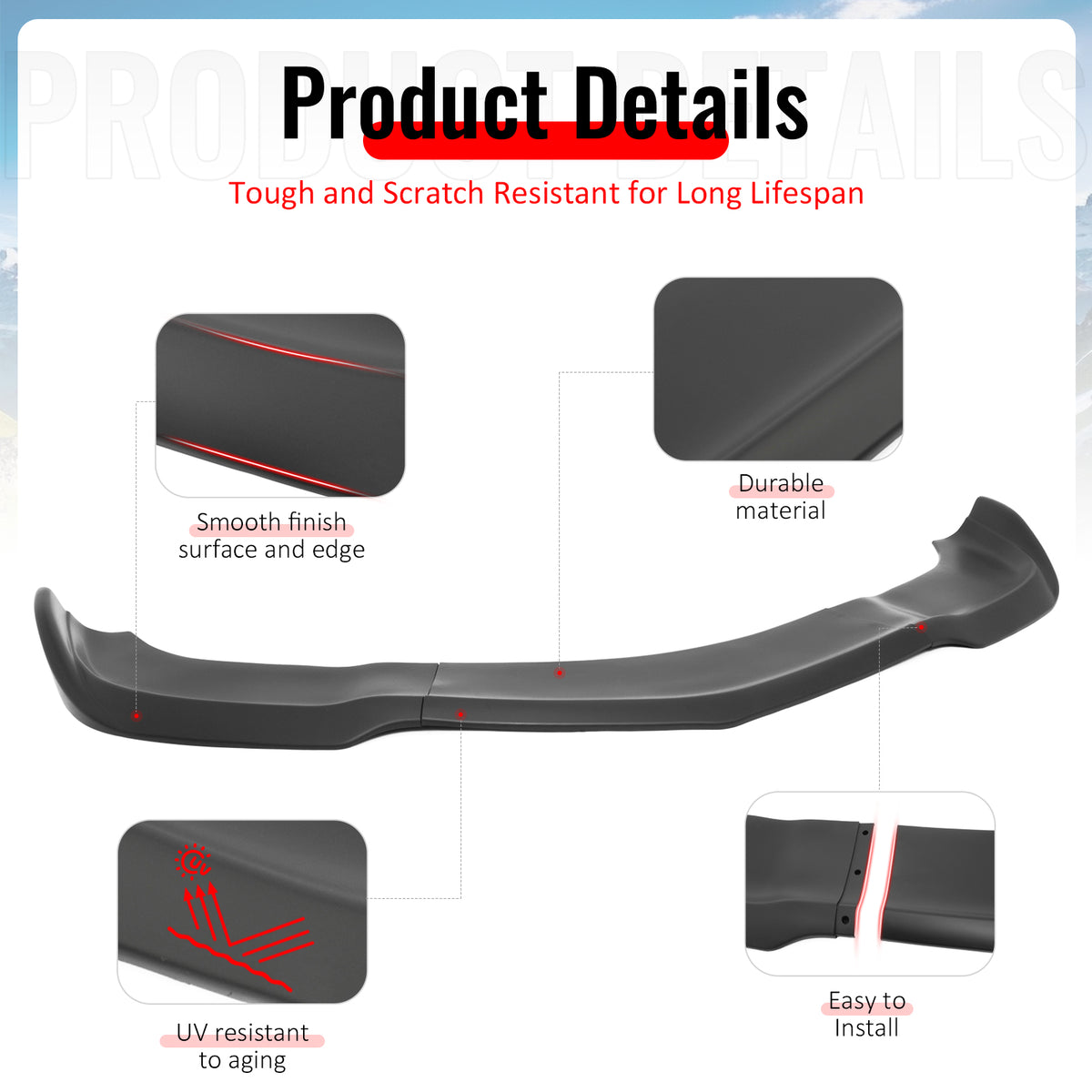 Fits 12-14 Dodge Charger SRT8 IKON PP Front Bumper Lip Chin Spoiler Matte Black