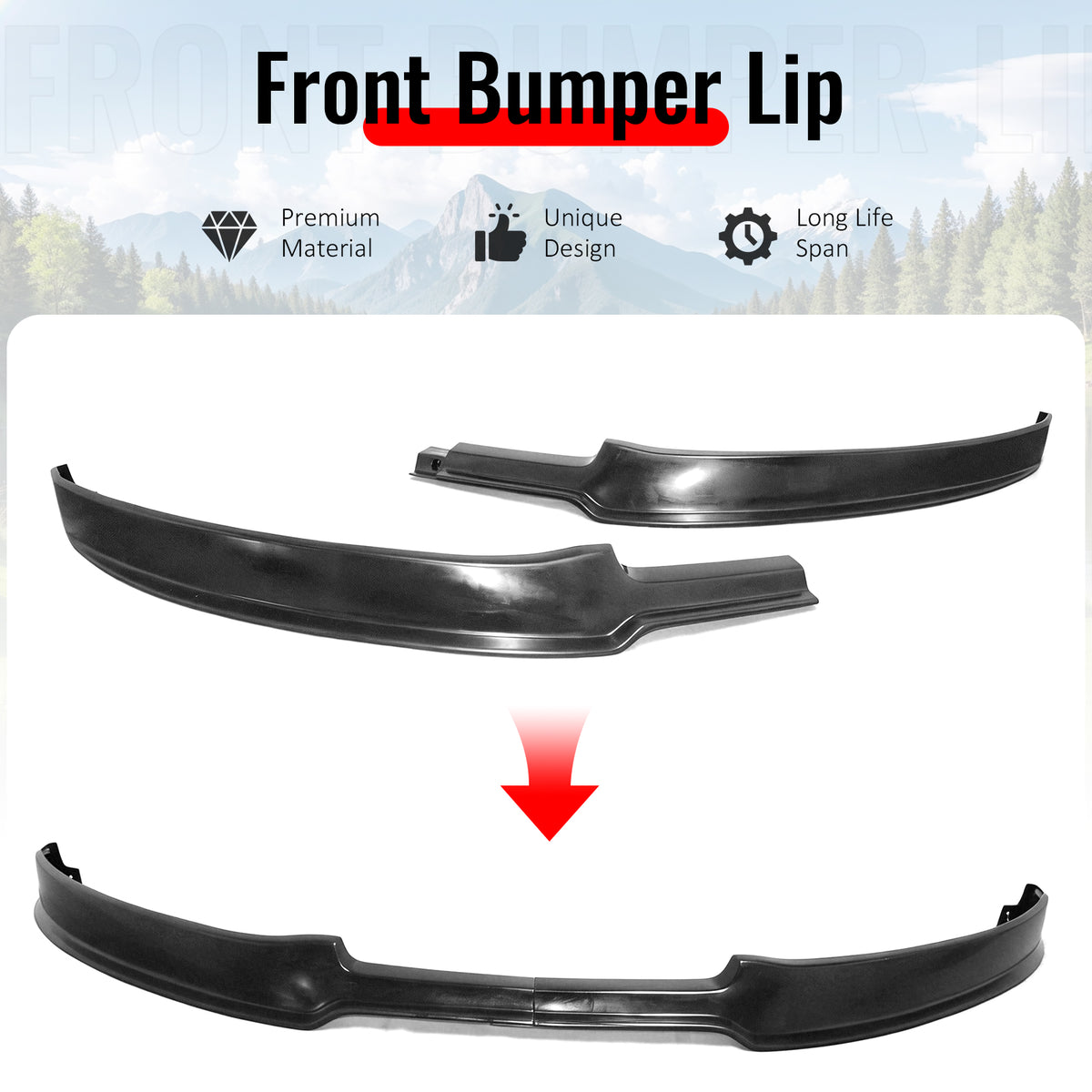 Fits 12-14 Ford Focus Base KB Style Front Bumper Lip Spoiler Unpainted PU 2PCS