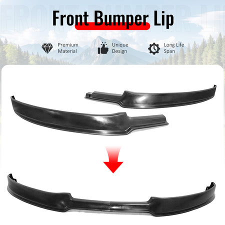 Fits 12-14 Ford Focus Base KB Style Front Bumper Lip Spoiler Unpainted PU 2PCS