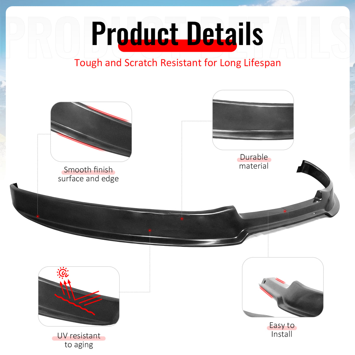 Fits 12-14 Ford Focus Base KB Style Front Bumper Lip Spoiler Unpainted PU 2PCS