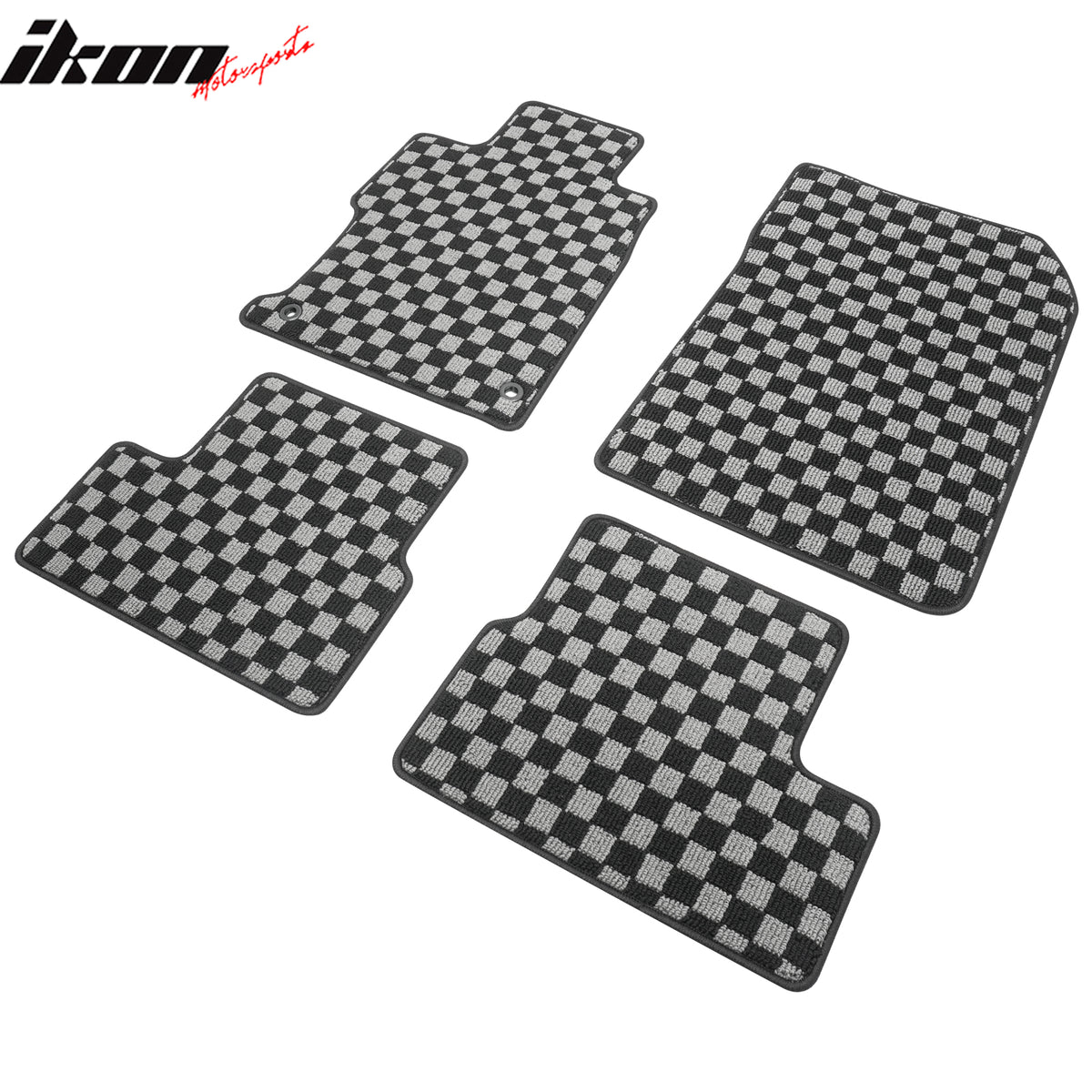 Fits 12-15 Honda Civic 2DR Floor Mats Non-Slip Carpet Checkered Black Gray Plaid