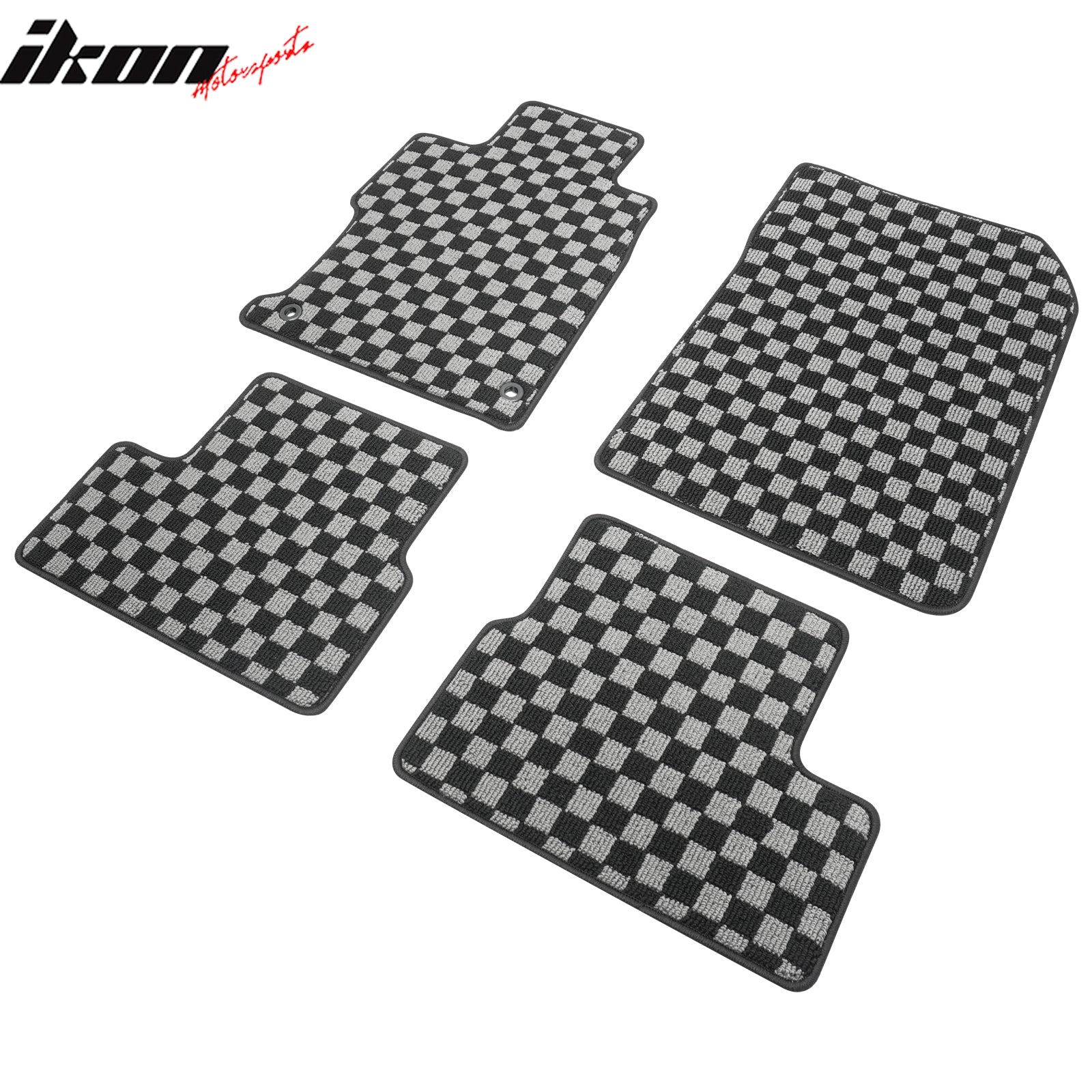 Fits 12-15 Honda Civic 2DR Floor Mats Non-Slip Carpet Checkered Black Gray Plaid