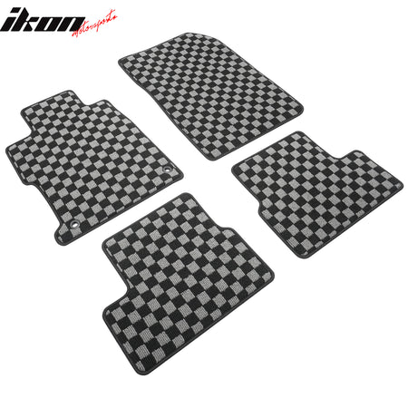 Fits 12-15 Honda Civic 2DR Floor Mats Non-Slip Carpet Checkered Black Gray Plaid