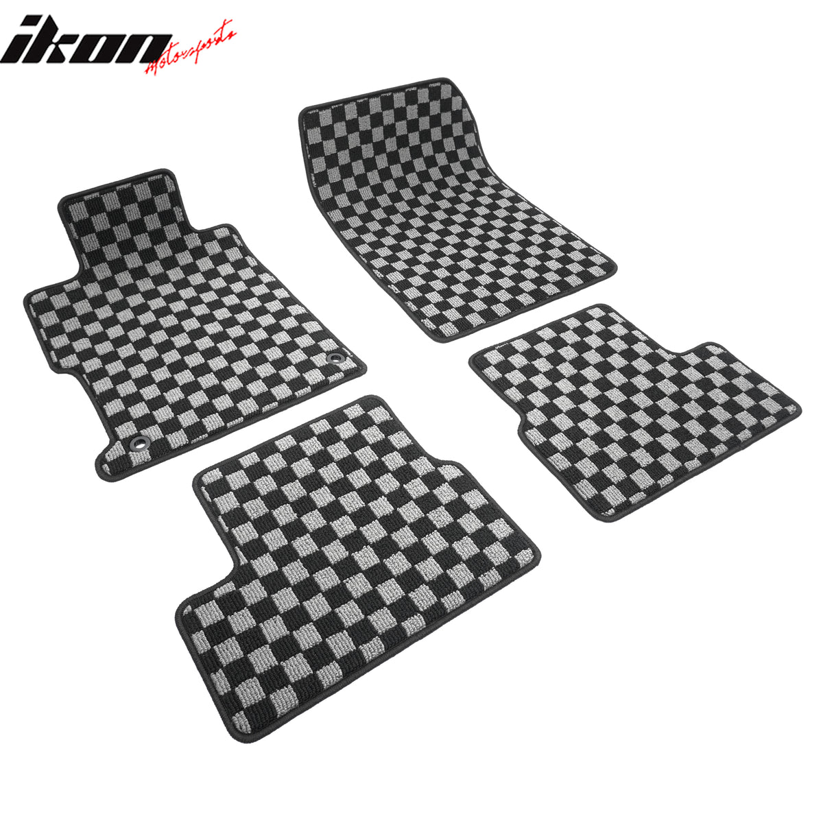Fits 12-15 Honda Civic 2DR Floor Mats Non-Slip Carpet Checkered Black Gray Plaid