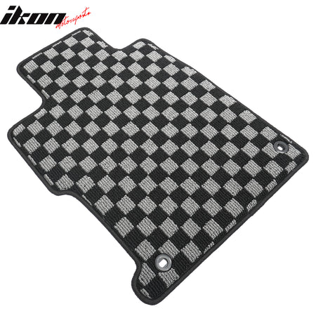 Fits 12-15 Honda Civic 2DR Floor Mats Non-Slip Carpet Checkered Black Gray Plaid
