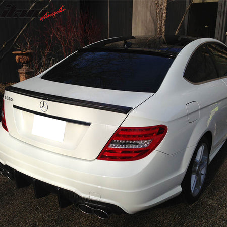 Trunk & Roof Spoiler Compatible With 2012-2015 Mercedes-Benz C Class W204 Coupe C204, AMG Style Factory Style ABS Rear Deck Lip Wing by IKON MOTORSPORTS, 2013 2014