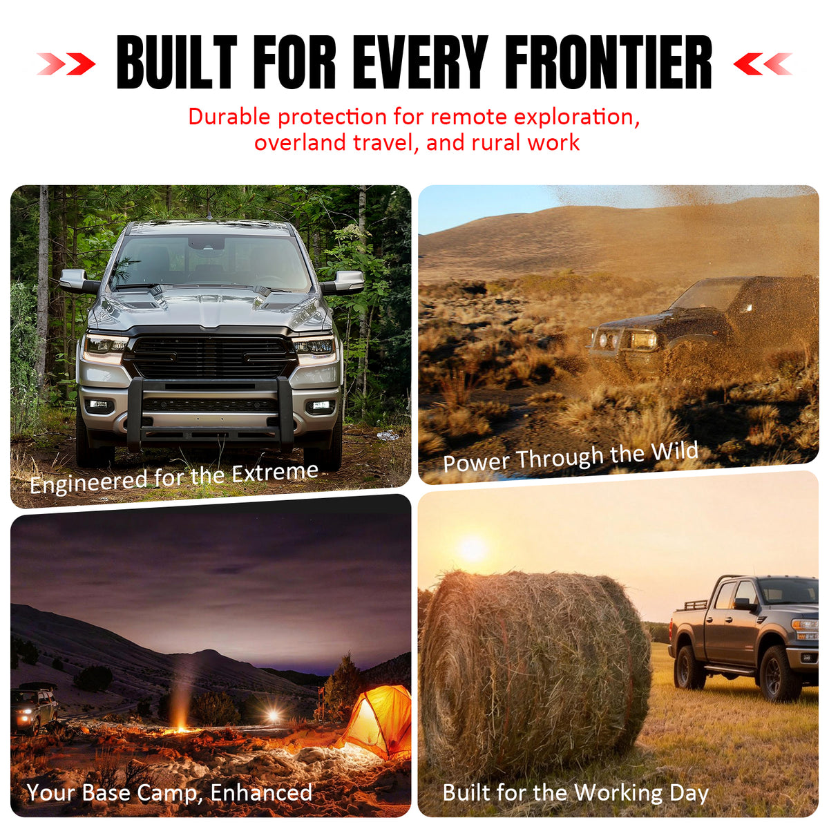 Fits 19-24 Ram 1500 Bull Bar Front Brush Push Bumper Grille Guard Protector