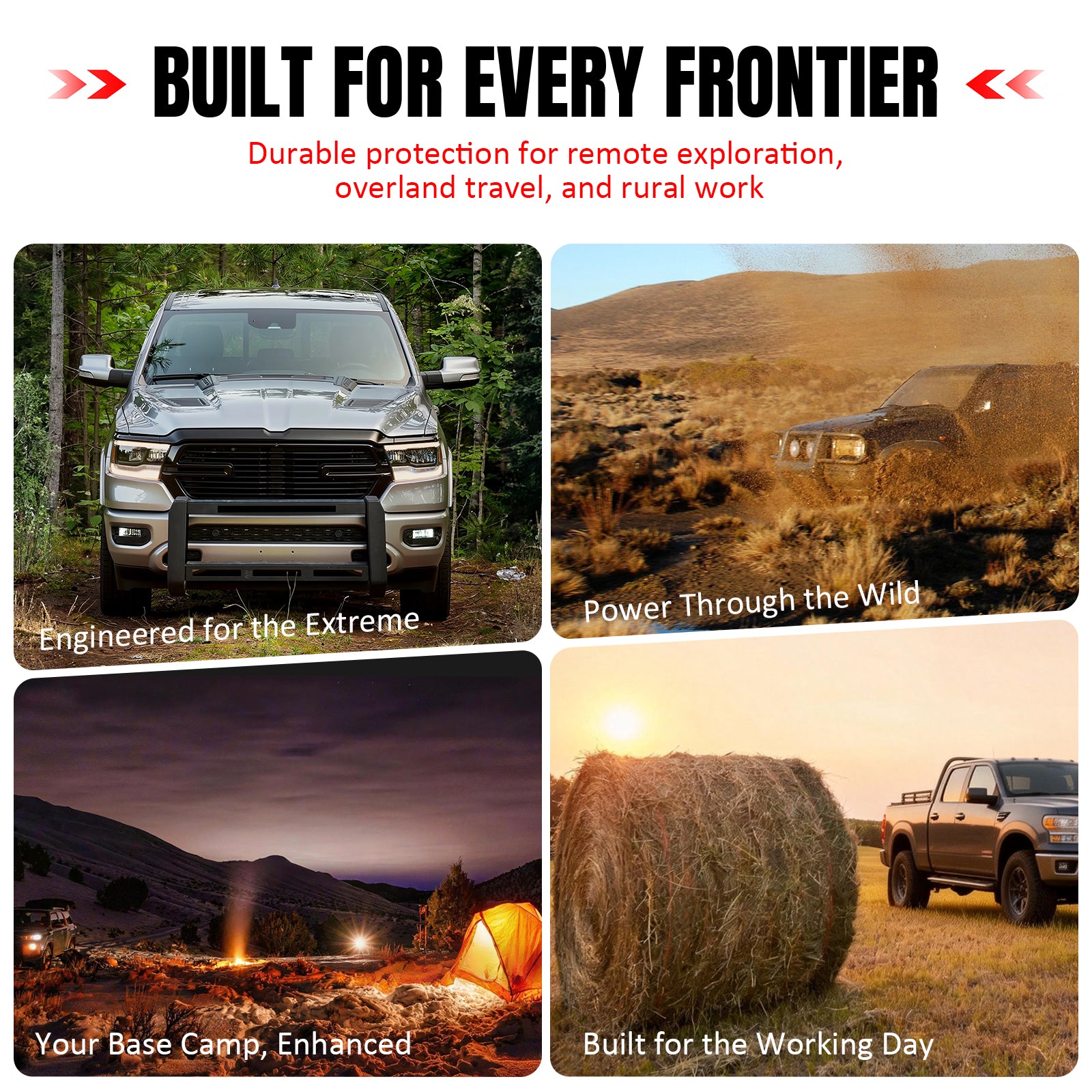 Fits 19-24 Ram 1500 Bull Bar Front Brush Push Bumper Grille Guard Protector