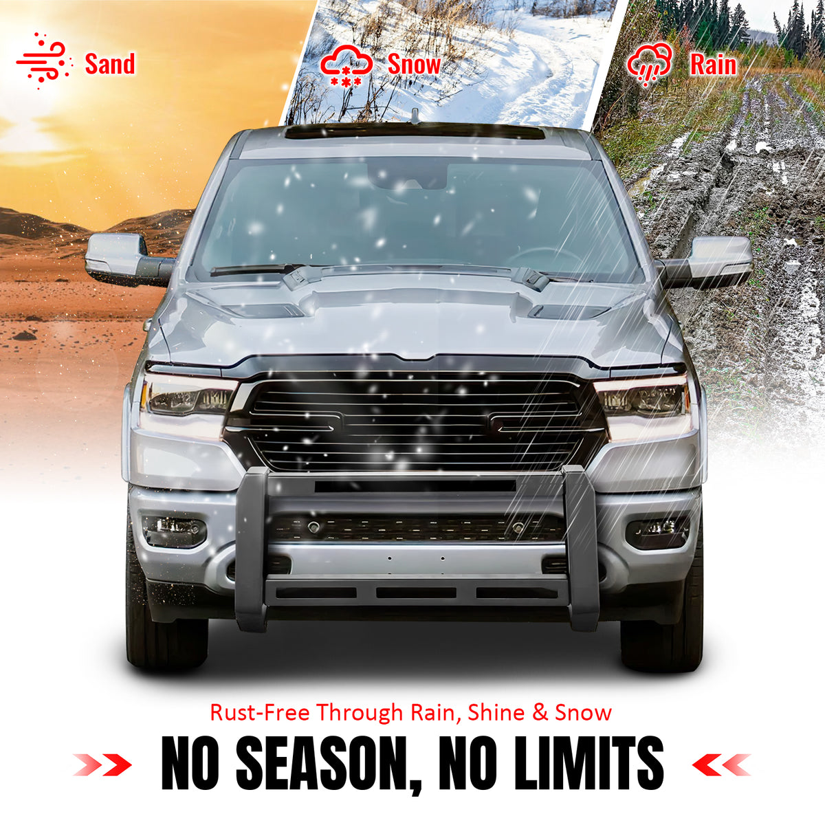 Fits 19-24 Ram 1500 Bull Bar Front Brush Push Bumper Grille Guard Protector