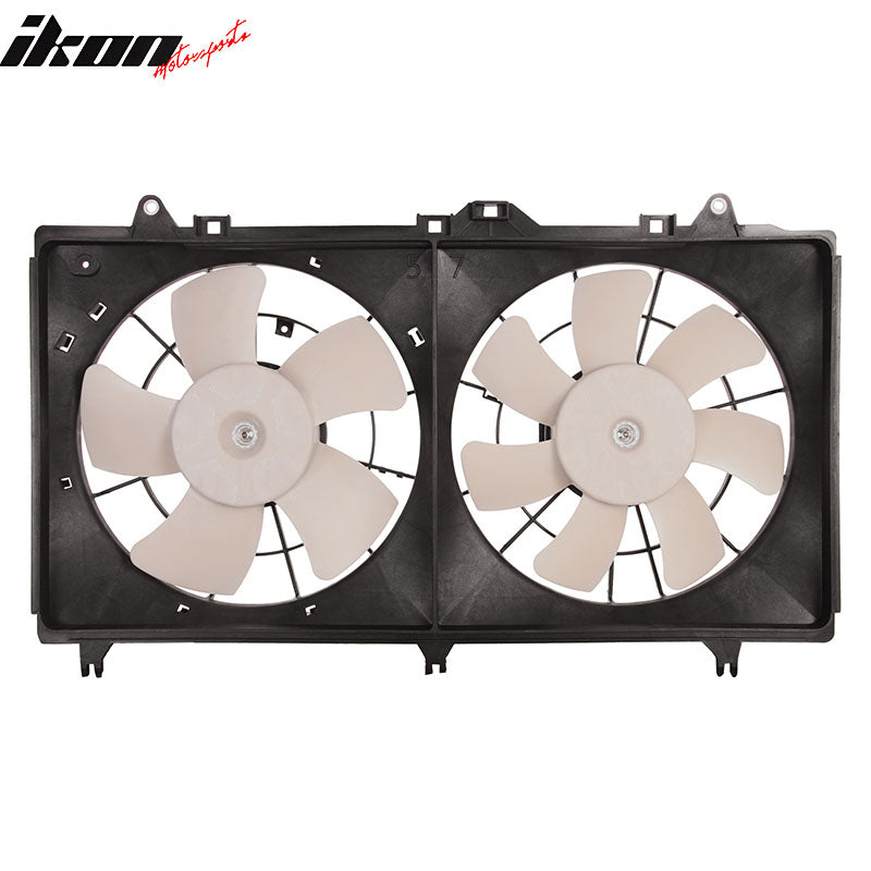 IKON MOTORSPORTS Radiator Cooling Fan Assembly Replacement for 2012-2015 Chevrolet Camaro 6.2L A/T M/T, 22762592 GM3115245 Automotive Dual Engine Fans, Black