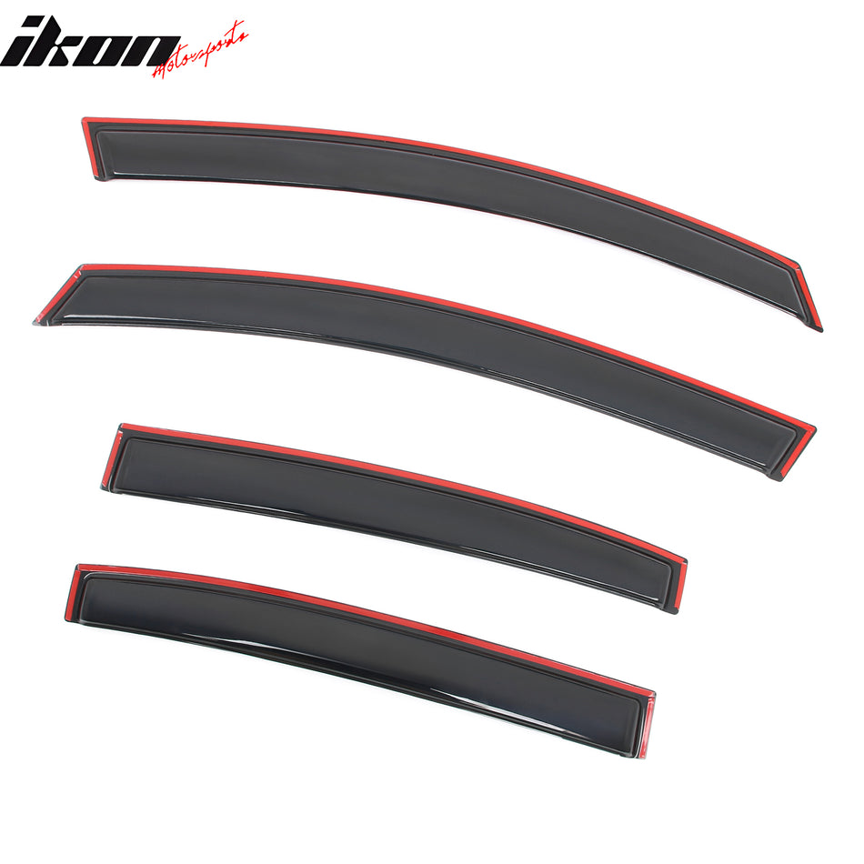 IKON MOTORSPORTS In Channel Window Visors Compatible with 2012-2015 Honda Civic 4-Door Sedan, Slim Style Acrylic Smoke Rain Guards, Side Window Wind Deflectors 4PCS