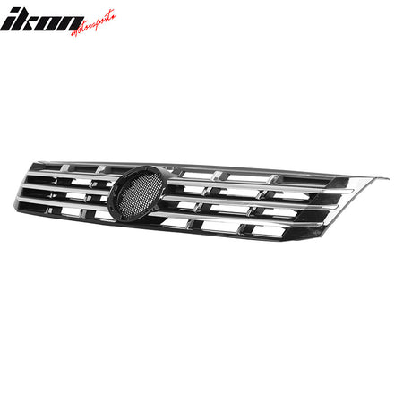 IKON MOTORSPORTS Front Upper Grille, Compatible with 2012-2015 Volkswagen Passat, OE Style Black With Chrome Molding Strips ABS Replacement Front Bumper Hood Grill