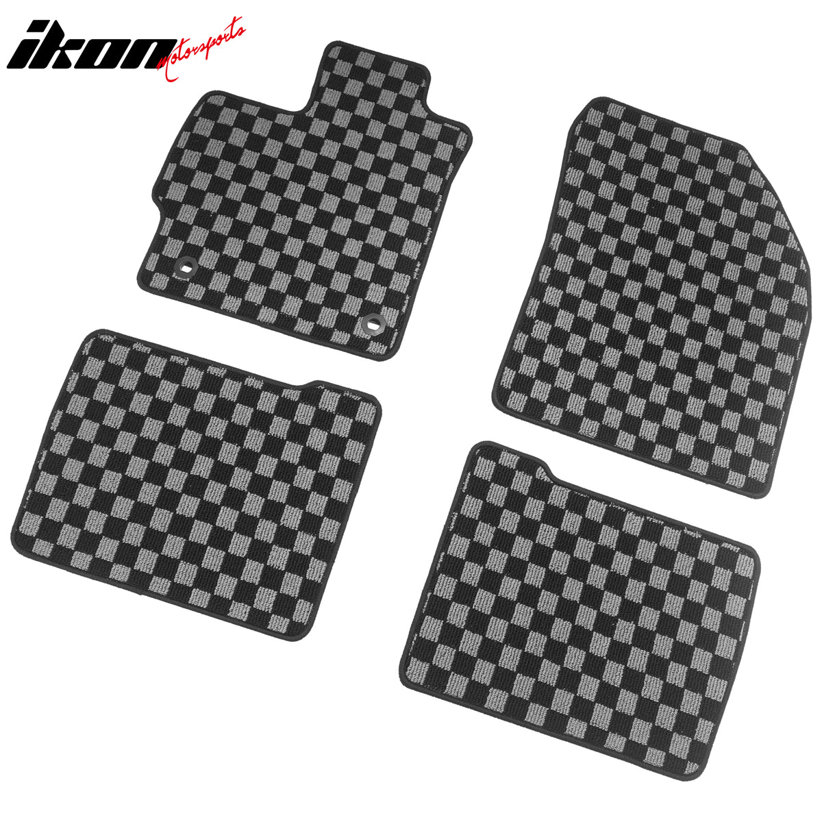 Fits 12-15 Toyota Prius Floor Mats Non-Slip Carpets Checkered Black Gray Plaid