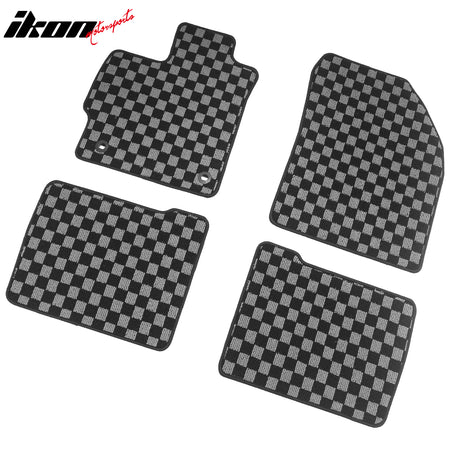 Fits 12-15 Toyota Prius Floor Mats Non-Slip Carpets Checkered Black Gray Plaid