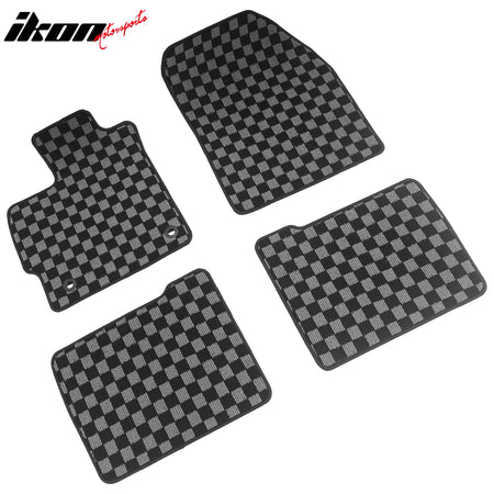 Fits 12-15 Toyota Prius Floor Mats Non-Slip Carpets Checkered Black Gray Plaid