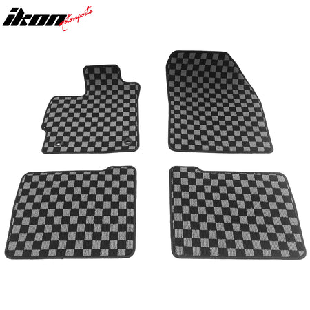 Fits 12-15 Toyota Prius Floor Mats Non-Slip Carpets Checkered Black Gray Plaid