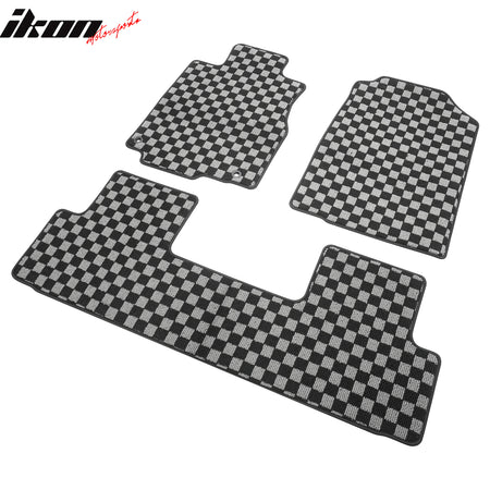 For 12-16 Honda CR-V Auto Floor Mats Non-Slip Carpets Checkered Black Gray Plaid