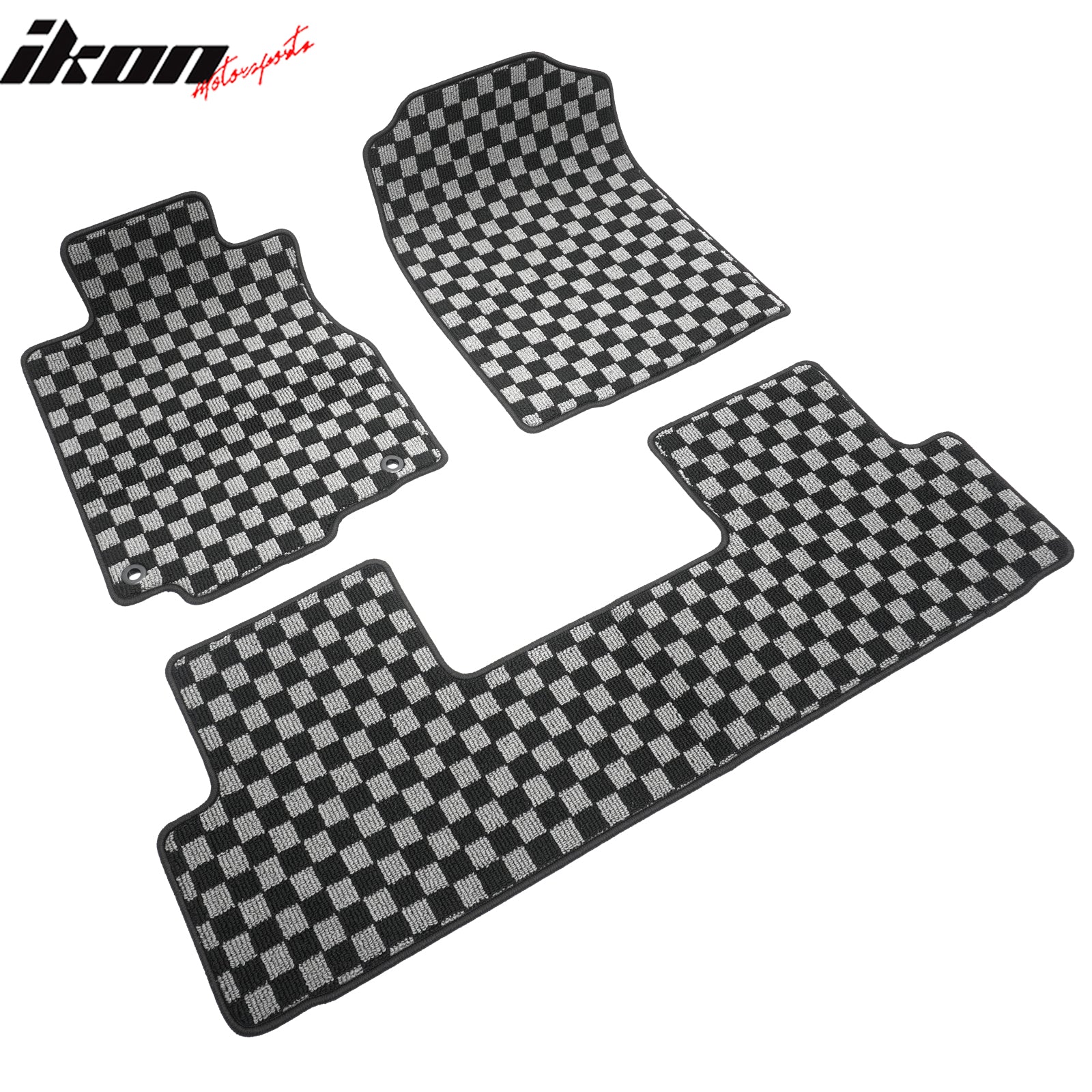For 12-16 Honda CR-V Auto Floor Mats Non-Slip Carpets Checkered Black Gray Plaid