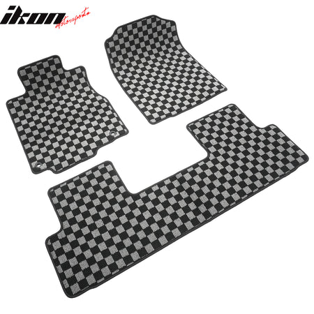 For 12-16 Honda CR-V Auto Floor Mats Non-Slip Carpets Checkered Black Gray Plaid