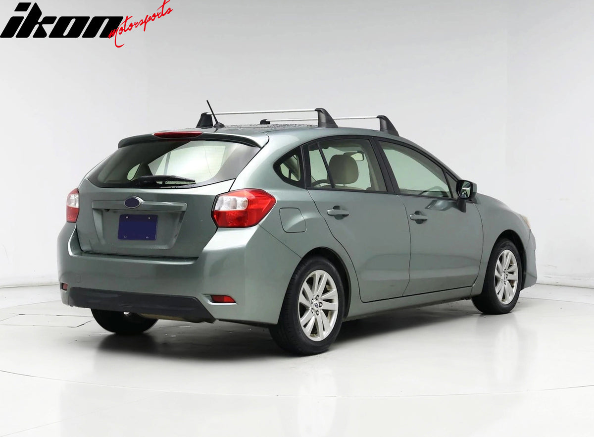 IKON MOTORSPORTS Roof Rack Cross Bars, Compatible with 2012-2016 Subaru Impreza Non-Sport Hatchback without Roof Rails, Factory Style Aluminum + ABS Black Cargo Rooftop Luggage Crossbars Carrier
