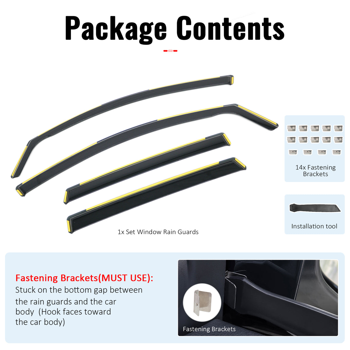 Fits 12-16 Honda CR-V Side Window Visors Injection PC In-Channel Deflectors 4PCS
