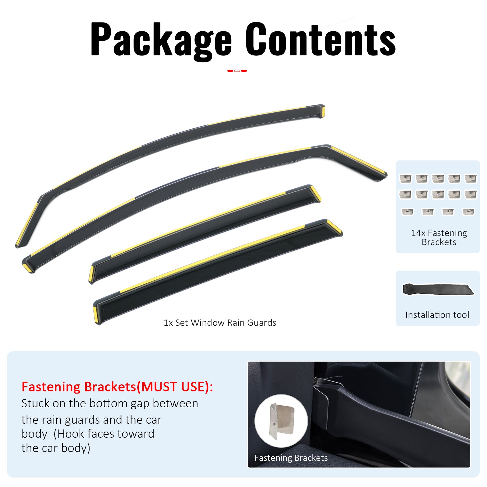 Fits 12-16 Honda CR-V Side Window Visors Injection PC In-Channel Deflectors 4PCS