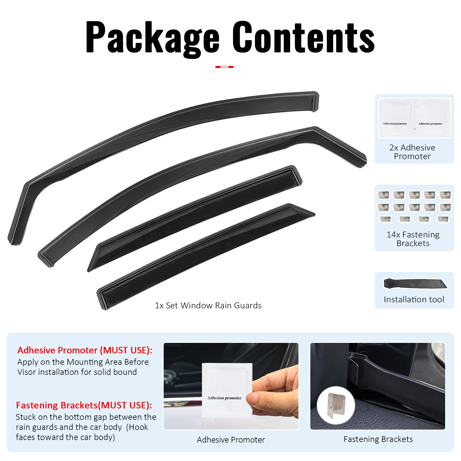 Fits 12-16 Honda CR-V Side Window Visors Injection PC In-Channel Deflectors 4PCS