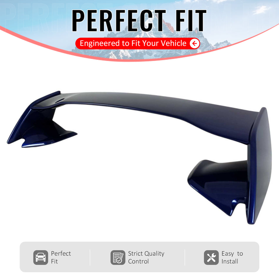 IKON MOTORSPORTS, 5PCS Trunk Spoiler Compatible with 2012-2016 Subaru Impreza 4-Door Except WRX 2015-2021 WRX/WRX STI, STI Style Painted #K3X Lapis Blue Pearl ABS Plastic Rear Lid Wing Lip