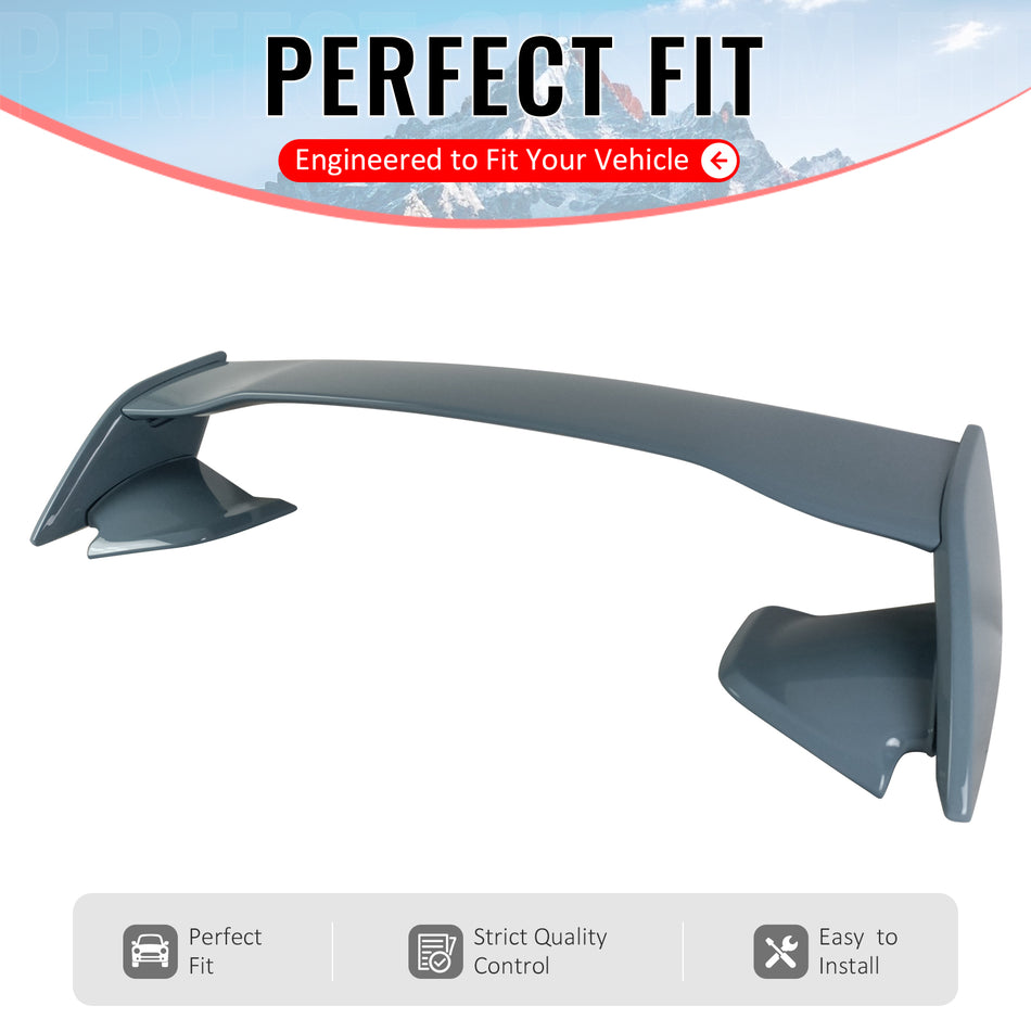 IKON MOTORSPORTS, 5PC Trunk Spoiler Compatible with 2012-2016 Subaru Impreza 4-Door Except WRX 2015-2021 WRX/WRX STI, STI Style Painted #PAF Cool Gray Khaki ABS Plastic Rear Lid Wing Lip