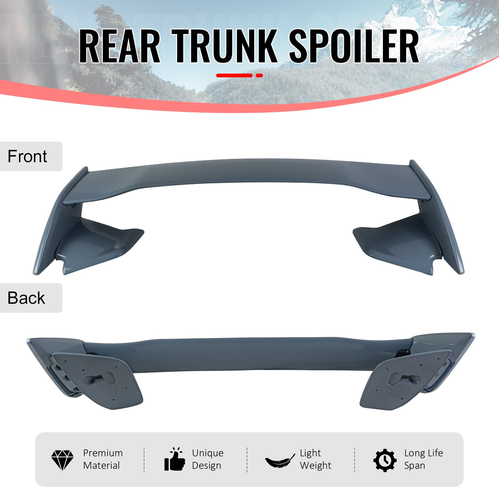 Fit 12-16 Subaru Impreza 15-21 WRX STI Style Trunk Spoiler Painted #PAF Gray 5PC