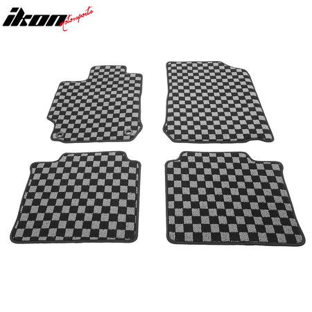 Fits 12-17 Toyota Camry Floor Mats Non-Slip Carpets Checkered Black Gray Plaid