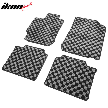 Fits 12-17 Toyota Camry Floor Mats Non-Slip Carpets Checkered Black Gray Plaid