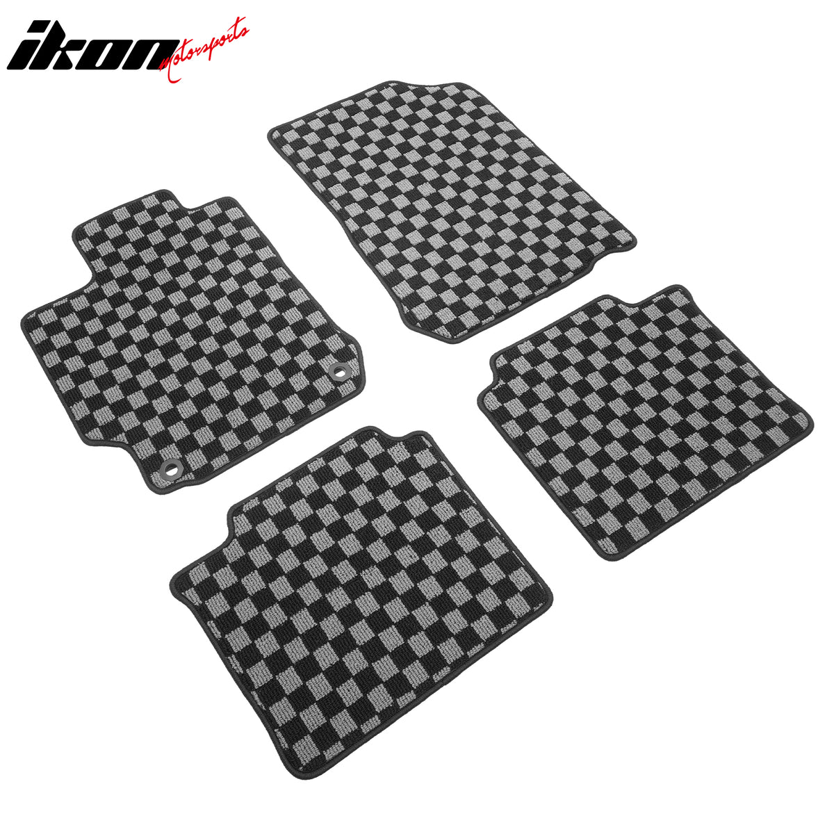 Fits 12-17 Toyota Camry Floor Mats Non-Slip Carpets Checkered Black Gray Plaid