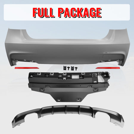Fits 12-18 BMW F30 3 Series M Performance Style Rear Bumper Cover W/Diffuser PP