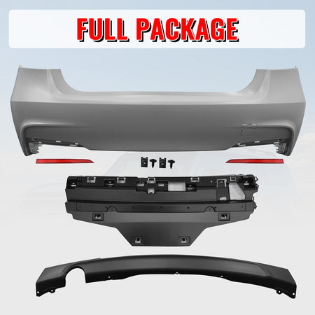 Fits 12-18 BMW F30 F35 3 Series Rear Bumper Cover Replacement W/Diffuser PP