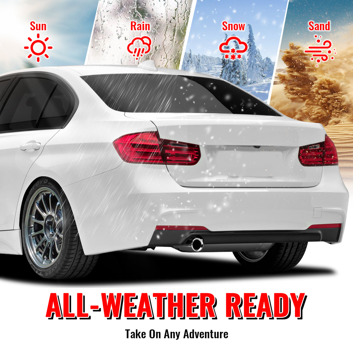 Fits 12-18 BMW F30 F35 3 Series Rear Bumper Cover Replacement W/Diffuser PP