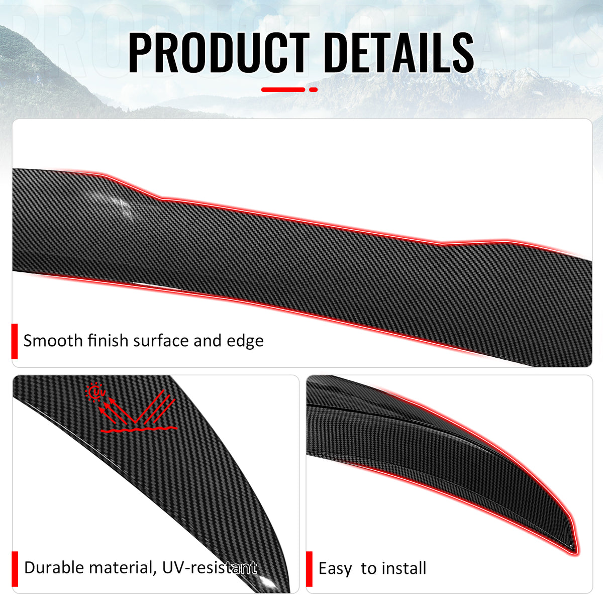 Fits 12-18 BMW F30 3-Series F80 M3 Sedan PSM Trunk Spoiler Carbon Fiber Print