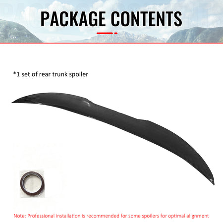Fits 12-18 BMW F30 3-Series F80 M3 Sedan PSM Trunk Spoiler Carbon Fiber Print
