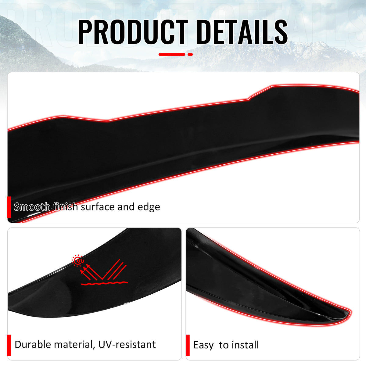 Fits 12-18 BMW F30 3-Series F80 M3 Sedan PSM Style Trunk Spoiler Lip Gloss Black