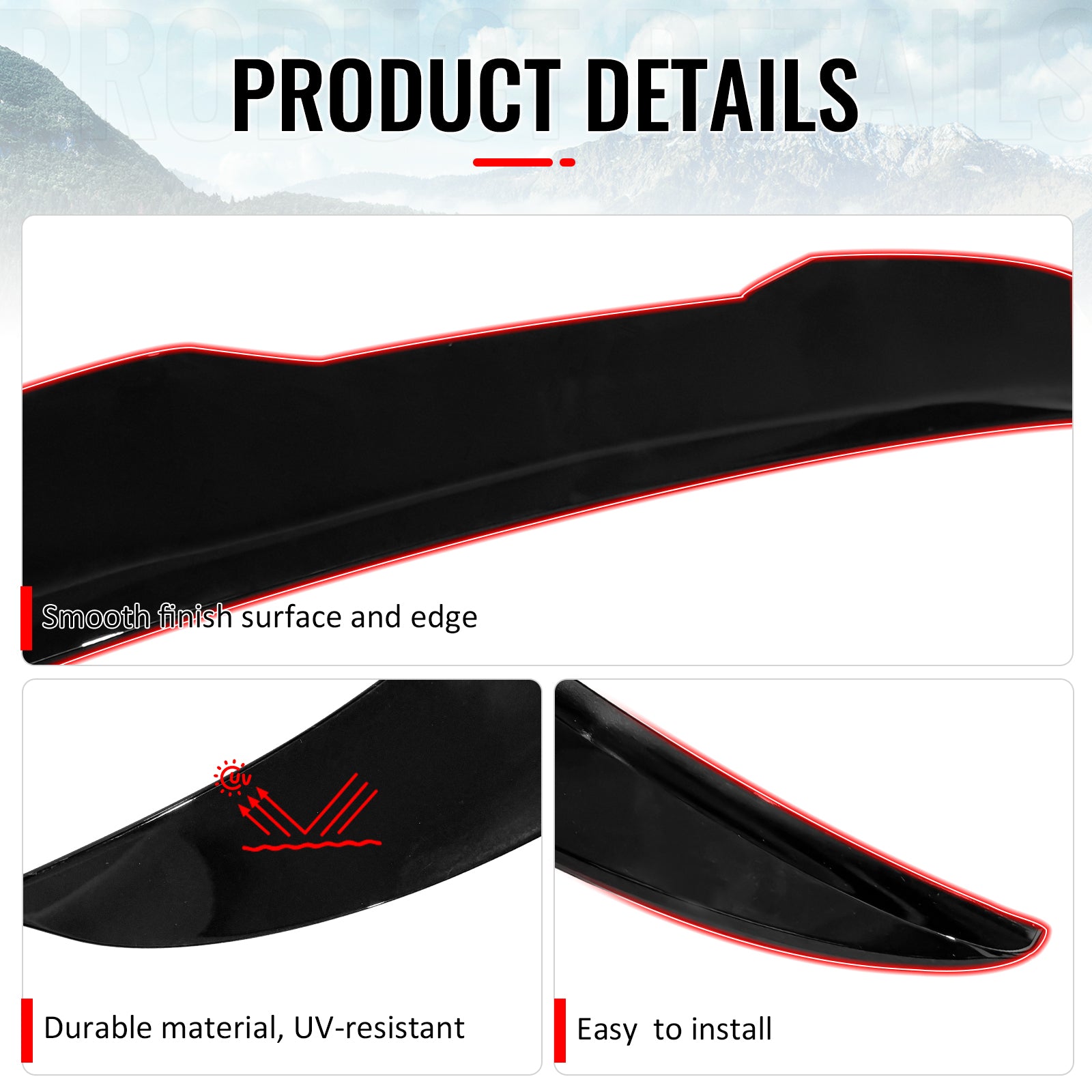 Fits 12-18 BMW F30 3-Series F80 M3 Sedan PSM Style Trunk Spoiler Lip Gloss Black