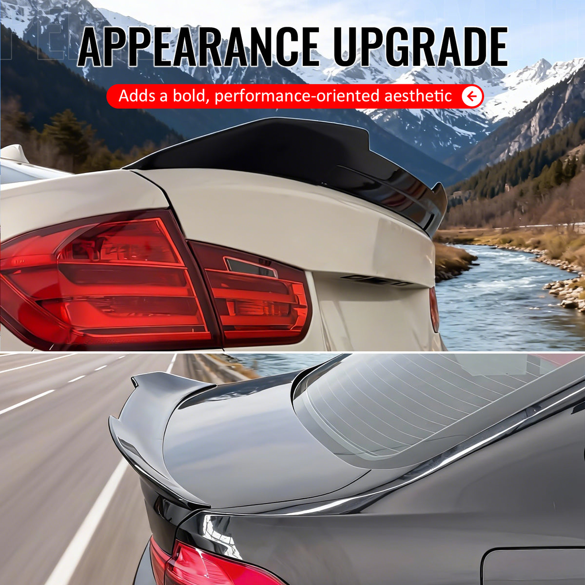 Fits 12-18 BMW F30 3-Series F80 M3 Sedan PSM Style Trunk Spoiler Lip Gloss Black